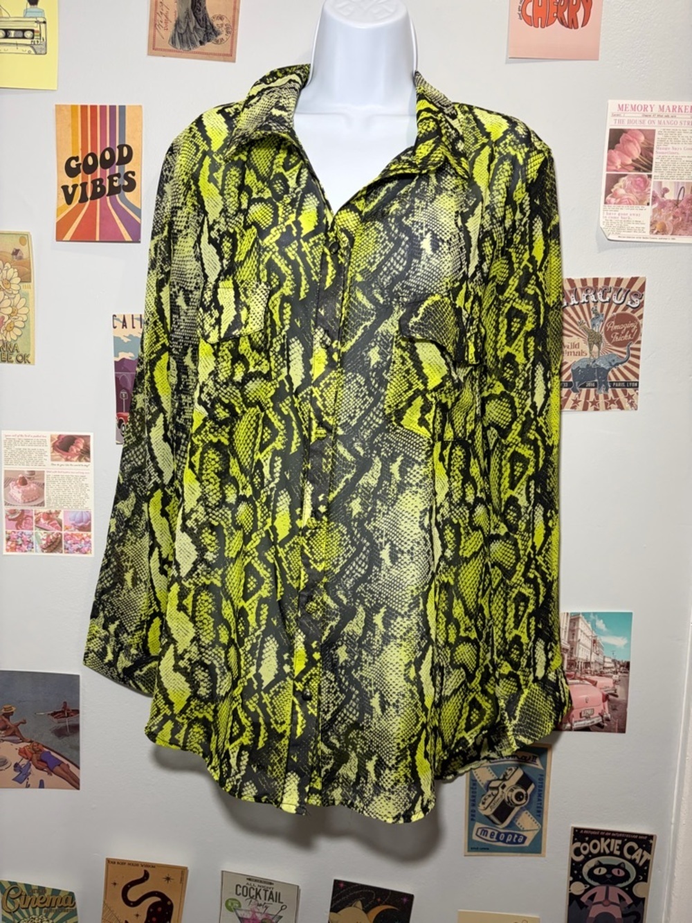 naked wardrobe Neon Yellow and Black Snake Print Top